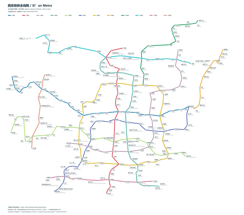 Xi’an rail network diagram · 西安轨道交通线路图