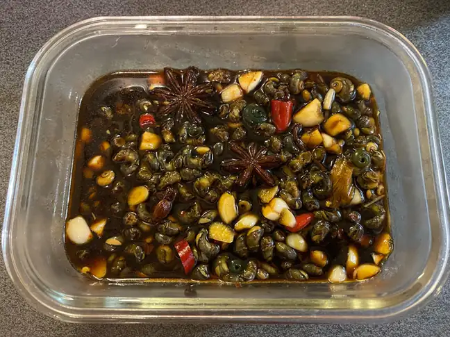 Small Turban Snails (珠螺) — dish photograph