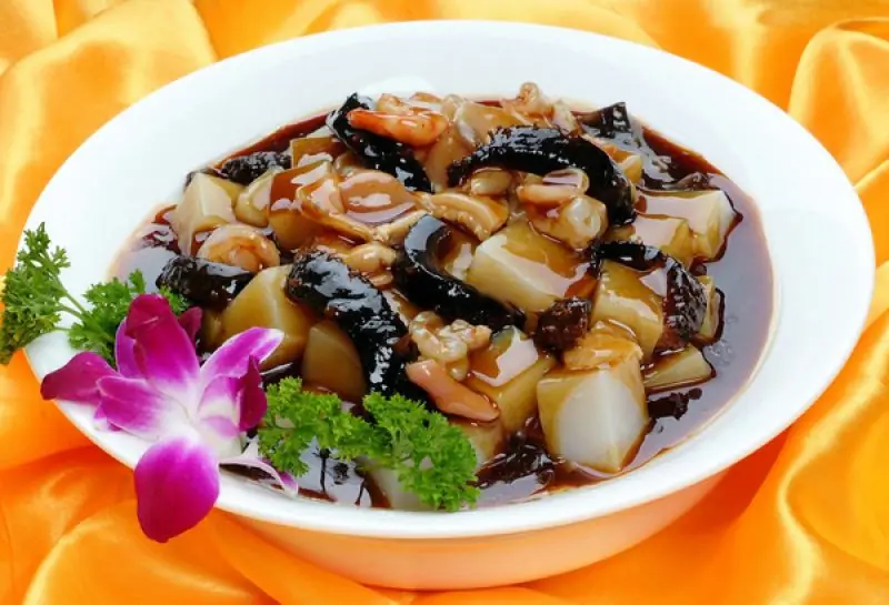 Pan-Fried Starch Jelly with Seafood (海鲜焖子) — dish photograph