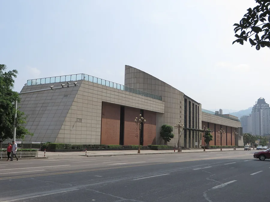 The street-side exterior of Baiheliang Underwater Museum in Fuling, Chongqing; 14 September 2014.