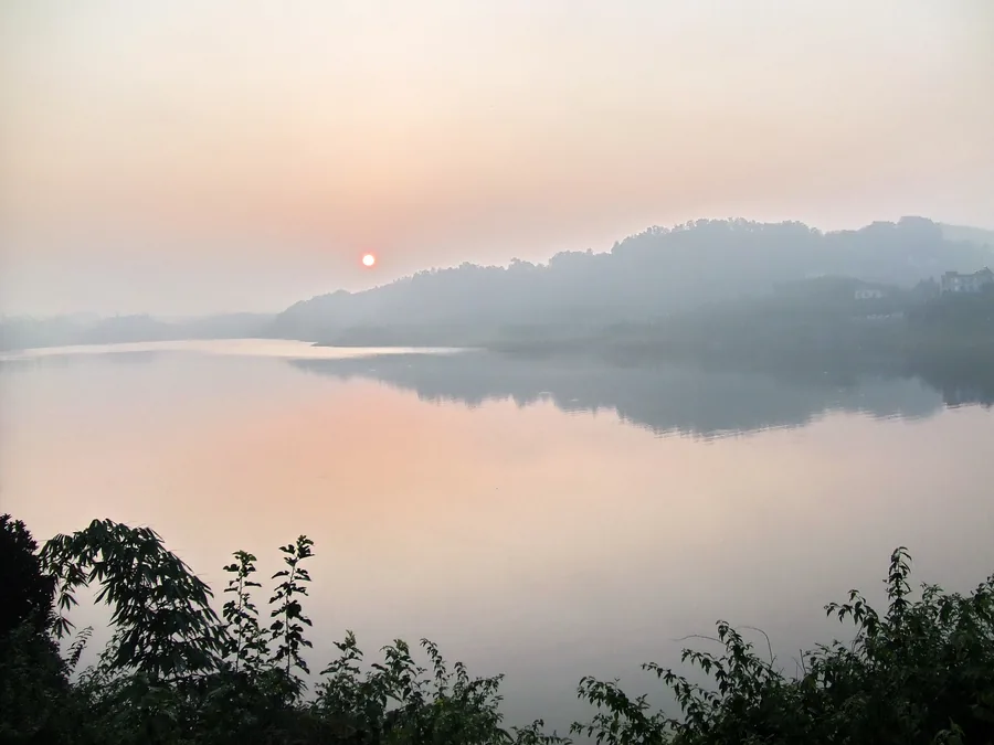 Morning light over Changshou Lake, Chongqing; 29 June 2011.