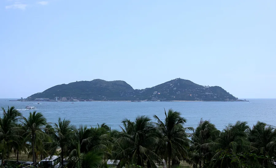 Fenjiezhou, or Boundary Island, seen across the sea off Lingshui, Hainan; 12 February 2013.