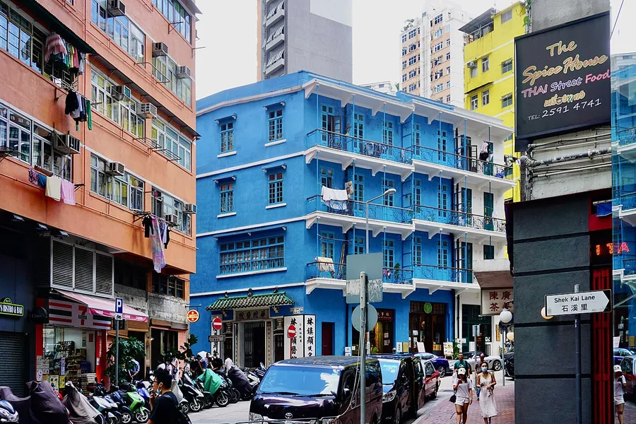 The Blue House on Stone Nullah Lane in Wan Chai, Hong Kong; 20 June 2020.