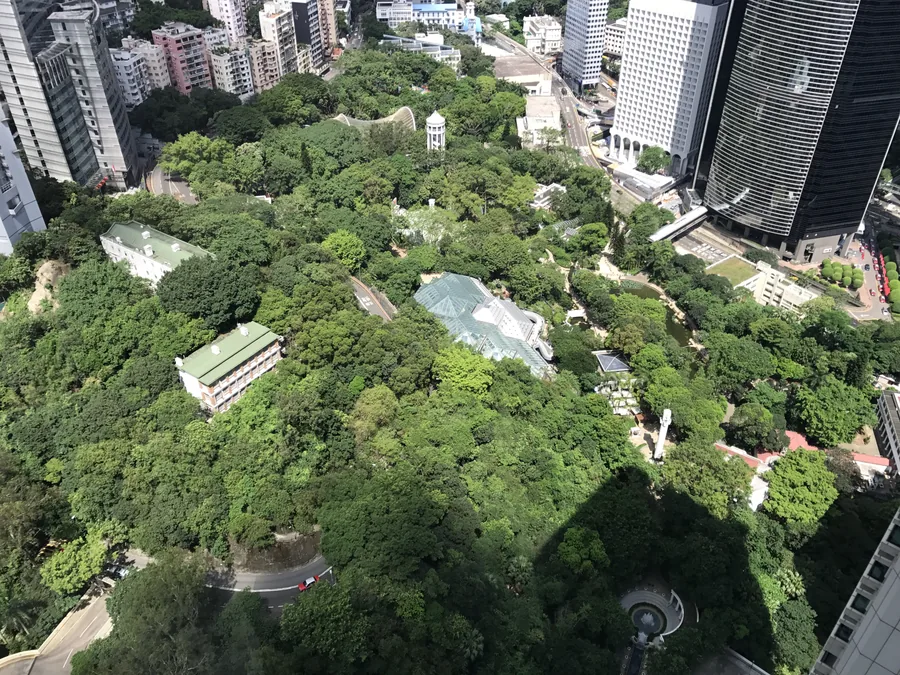 Hong Kong Park seen from the Island Shangri-La Hotel; 28 June 2017.