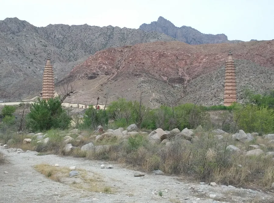 Baisikou Twin Pagodas beneath the Helan Mountains near Yinchuan, May 2015.
