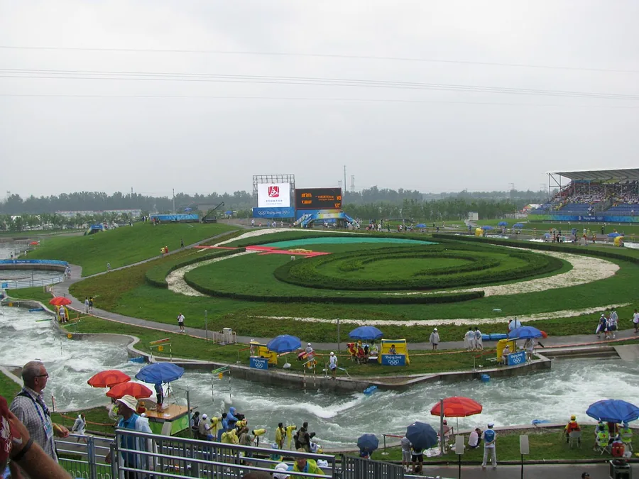 Gates 16–19 of the Shunyi Olympic slalom course during the Beijing Games, 10 August 2008.