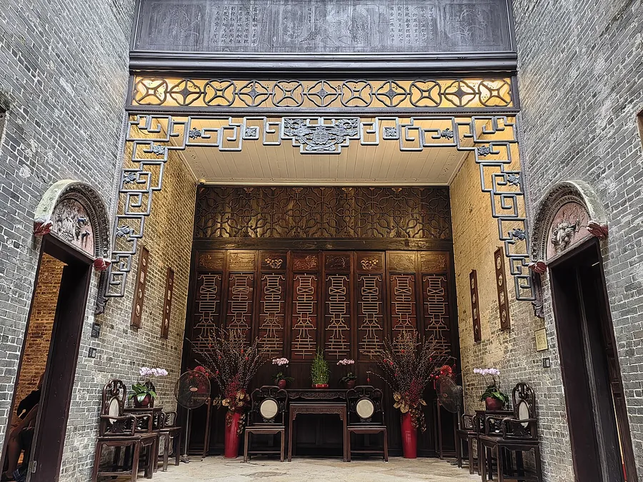 The main hall of Lou Kau Mansion in Macau, August 2025.