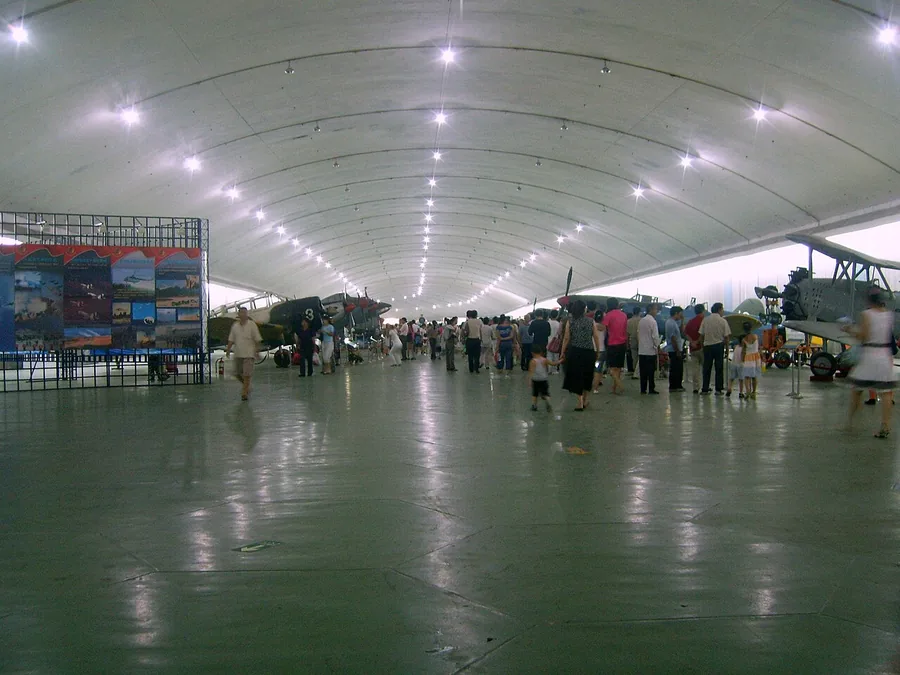 Aircraft displays in the cavern exhibition area of the Chinese Aviation Museum at Datangshan, July 2007.
