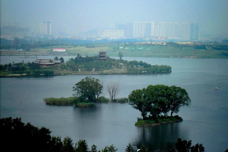 Tangshan South Lake seen toward the northeast from Fenghuang Terrace, August 2011.