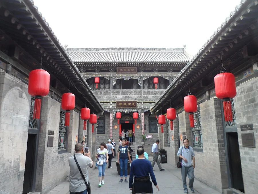 A lantern-lined courtyard passage in the Qiao Family Compound, Shanxi. Photographed on 10 September 2017.