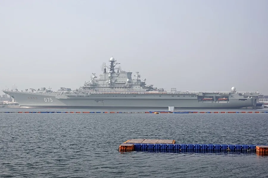 The retired aircraft carrier Kiev moored at Tianjin TEDA Aircraft Carrier Theme Park. Photographed on 12 November 2025.
