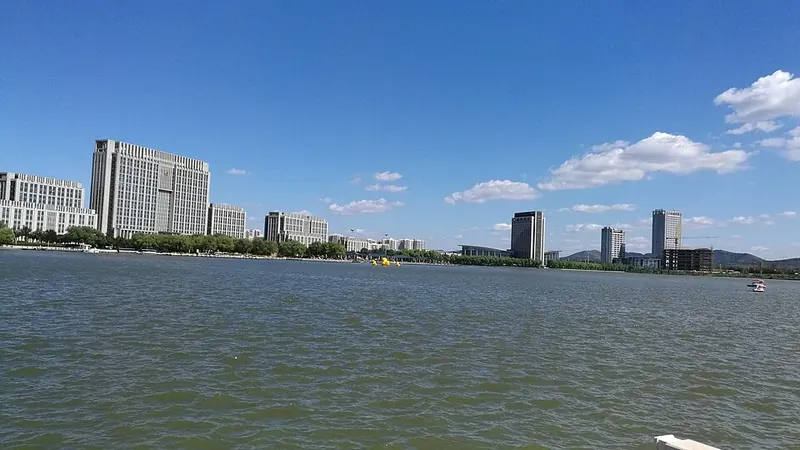 The waterfront and civic buildings in Fanhe New City, Tieling County (铁岭县凡河新城), within Tieling, photographed in September 2016.