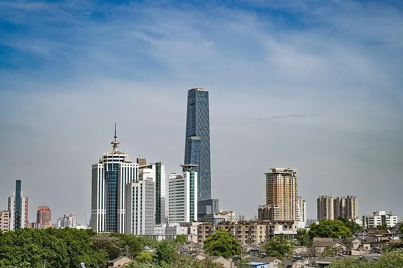 A view across the central urban area of Zhenjiang (镇江市区), photographed in April 2022 according to the source's EXIF record.