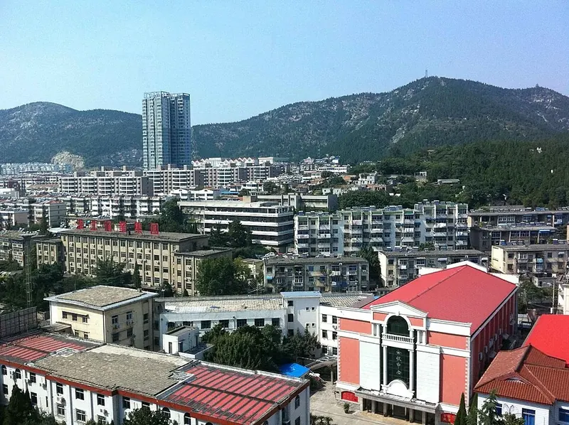Huaibei's urban area (淮北), viewed east from the 12th floor of Xiang Wang Fu Hotel in September 2011.