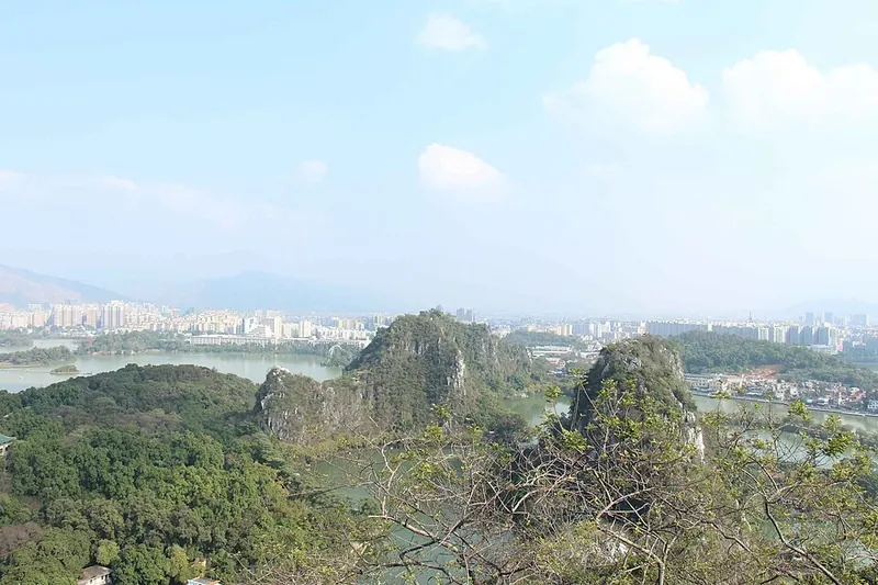 View across the limestone peaks at Seven Star Crags.