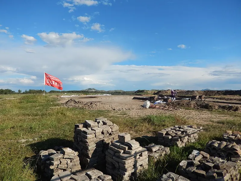 Excavated foundations at the Liao Upper Capital ruins.