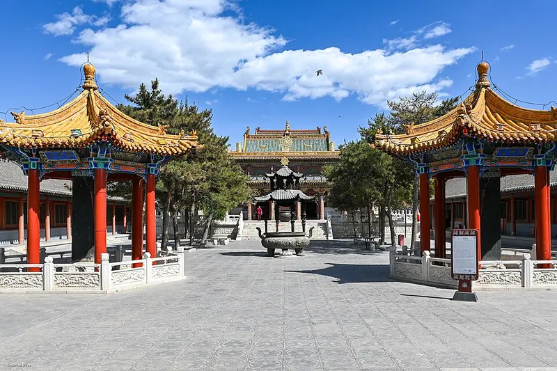 Courtyard of Xilitu Temple in Hohhot.