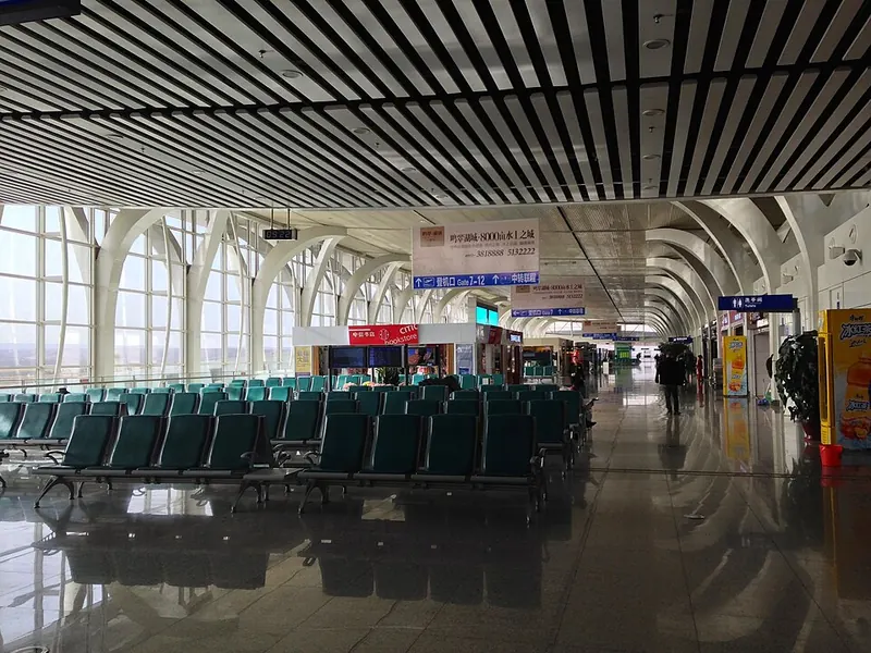 Interior of Terminal 2 at Yinchuan Hedong International Airport, photographed in 2014.