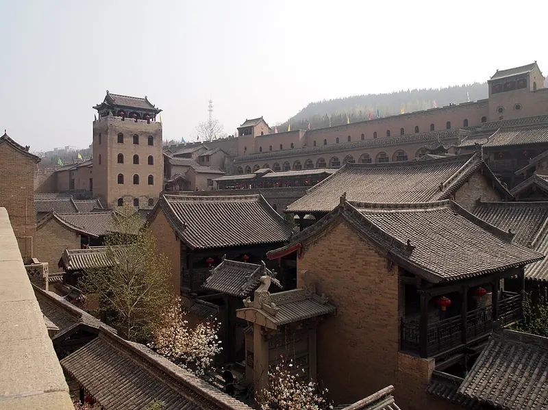 The Tower of Rivers and Mountains and traditional courtyards at Huangcheng Xiangfu in Yangcheng County. Photo: 2014-04-01 10:11:09.