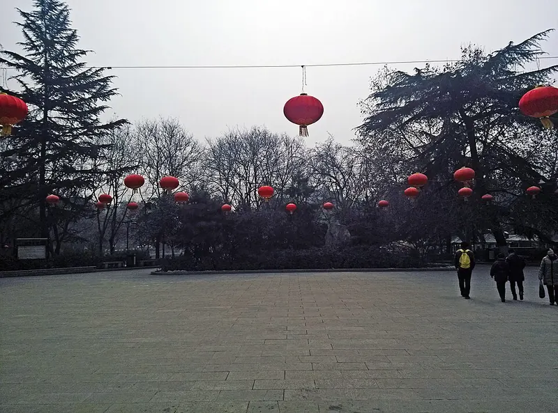 Open grounds and trees in Lianhu Park, Xi’an.
