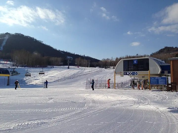 A ski slope in Fusong County, Baishan, Jilin.