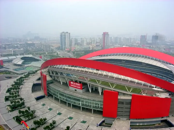 The main gymnasium of Nanjing Olympic Sports Center in Jianye District.