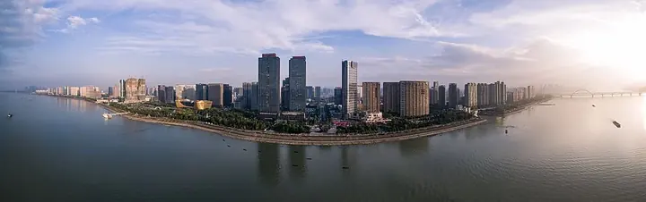 The Qiantang River waterfront of Binjiang District, Hangzhou.