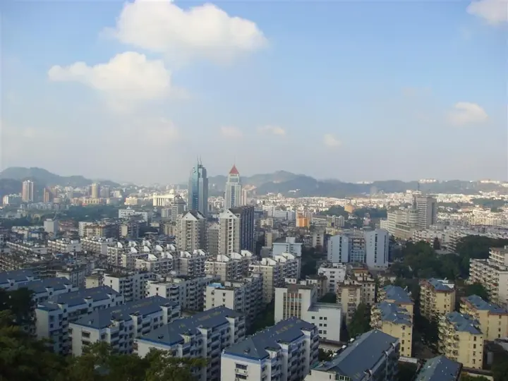 Urban neighbourhoods seen from Zhenhai Tower in Gulou District, Fuzhou.