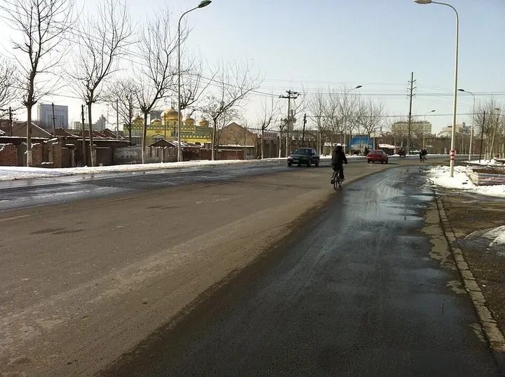 A winter street scene in Ninghe District, Tianjin. Photo: Taken on 11 February 2011.