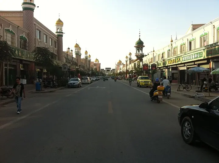 A shopping street in Litong District, Wuzhong, Ningxia. Photo: Taken on 2 August 2011.