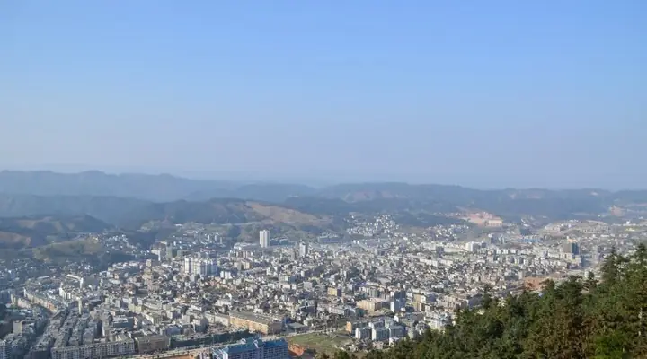 The county town and surrounding hills of Liping, Guizhou. Photo: 2014-09-29.