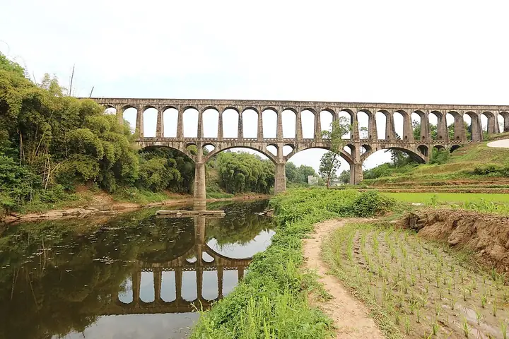 Shengli Aqueduct at Qifeng Town in Lu County, Sichuan.