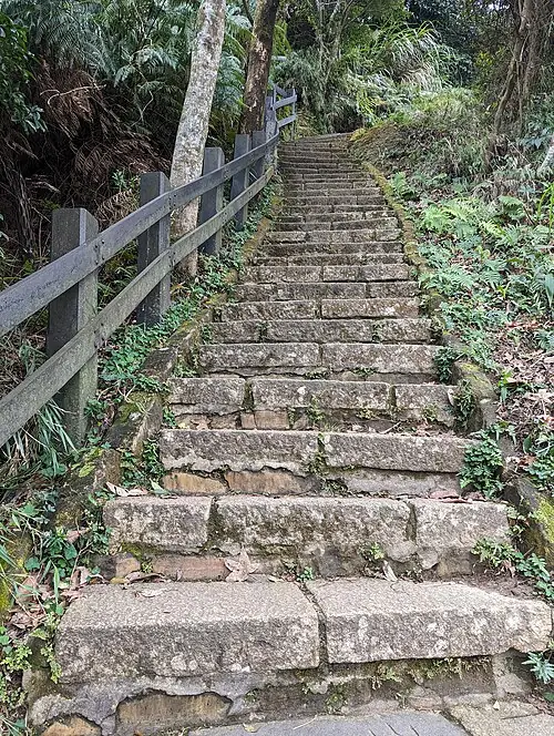 Stone stairway on the Xiangshan hiking trail in Taipei