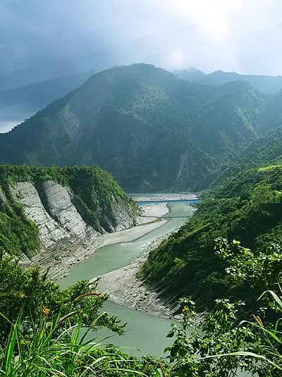 The Xiuguluan River winding through its Hualien valley