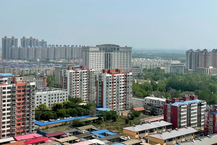City skyline of Nangong with high-rise apartments and the municipal government building