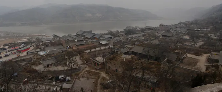 Traditional courtyard buildings of Qikou town beside the Yellow River