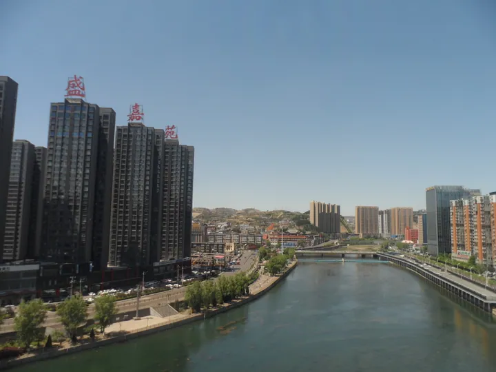 Riverside skyline of Liulin County town, Shanxi