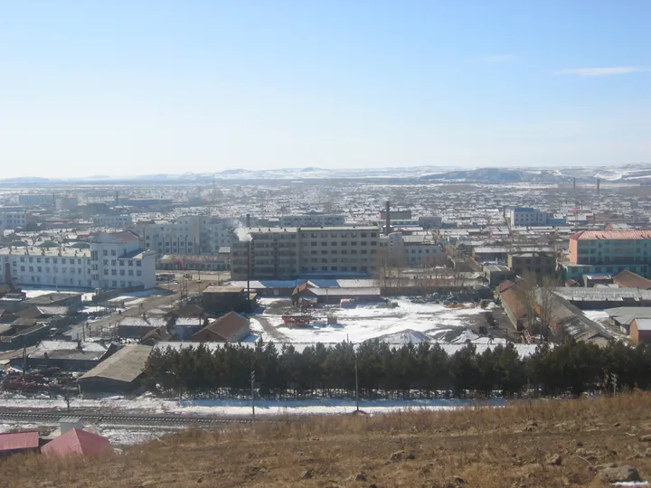 Snow-covered panorama of Dayangshu town, Oroqen Autonomous Banner