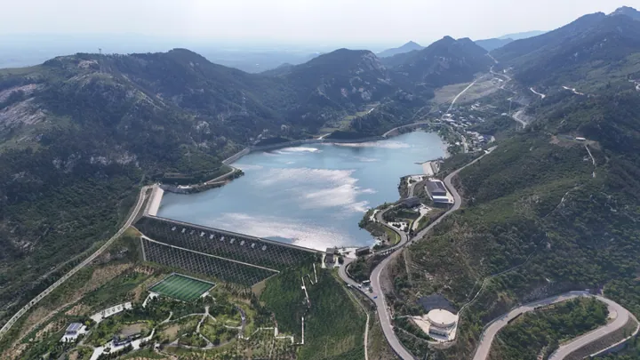 Mountain reservoir of the Yimeng pumped-storage station in Fei County