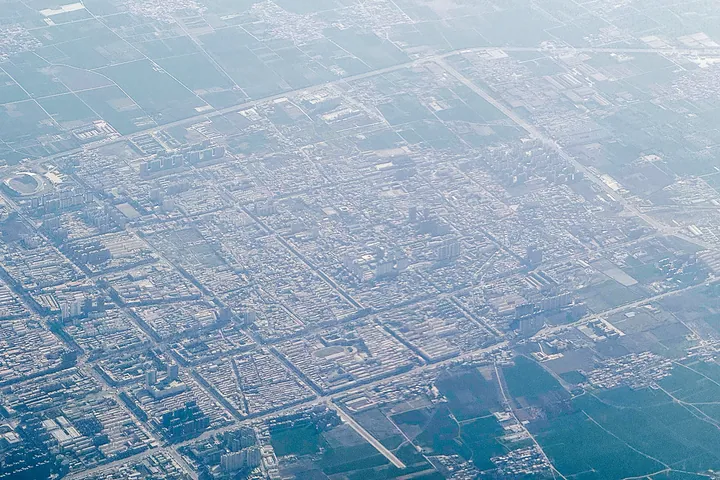 Aerial photograph of Jia County town