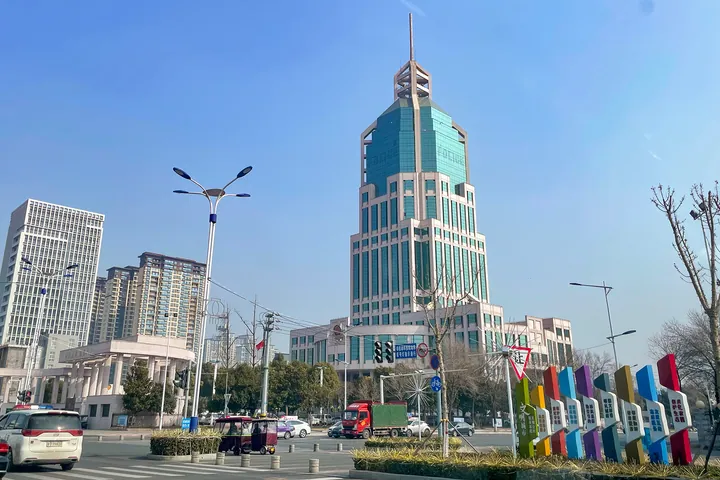 Modern police headquarters tower in Xinxiang