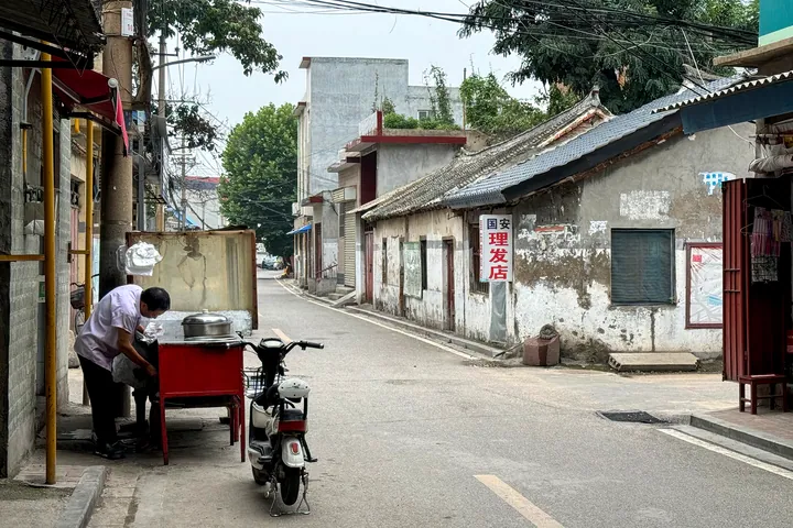 Traditional street with tiled-roof buildings