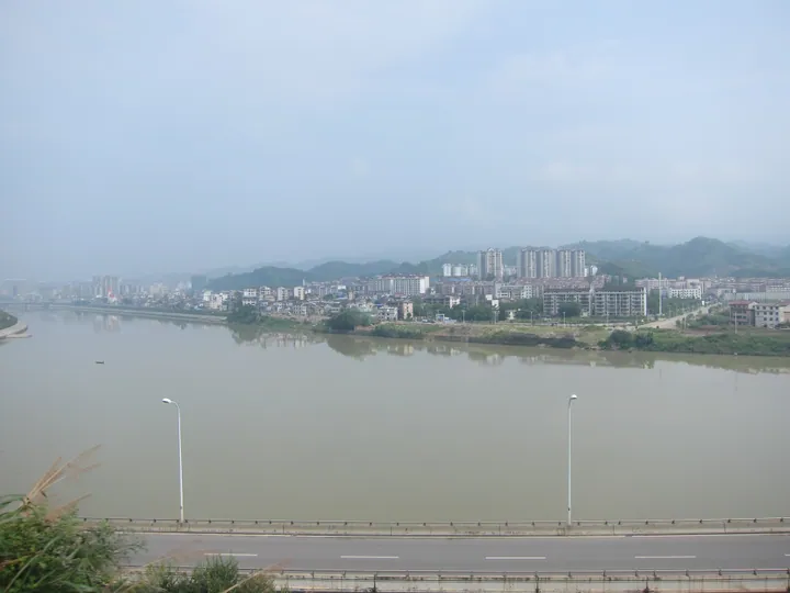 River with the townscape of Yongding District on the far bank