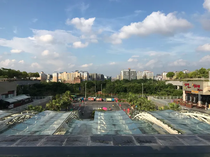 Plaza and skyline in front of Shenzhen North railway station