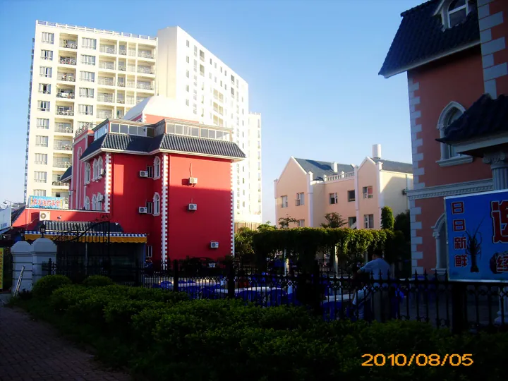 Colorful villa buildings and high-rise apartments in Yinhai District, Beihai