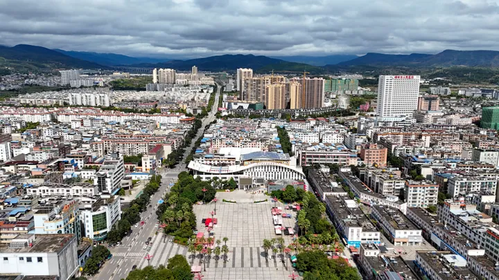 Aerial cityscape of Lufeng City