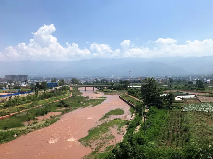 Longchuan River and farmland near Yuanmou County