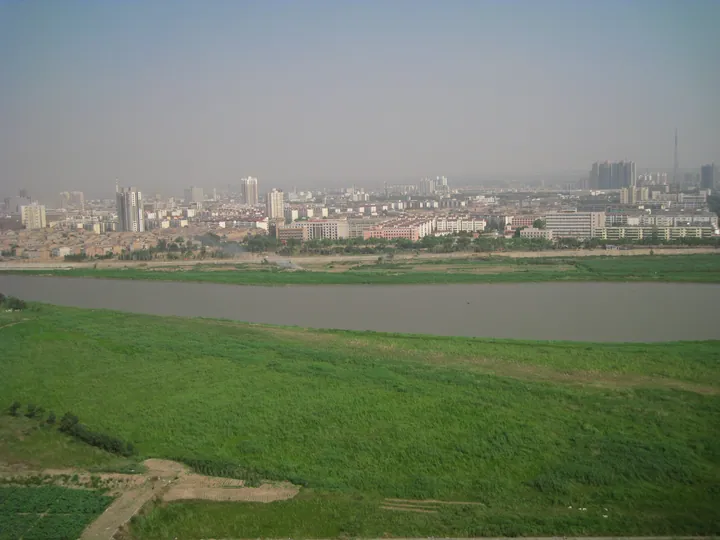 Xianyang city skyline seen across the Wei River