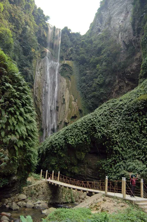 Waterfall in the gorge at Tongling Grand Canyon, Guangxi