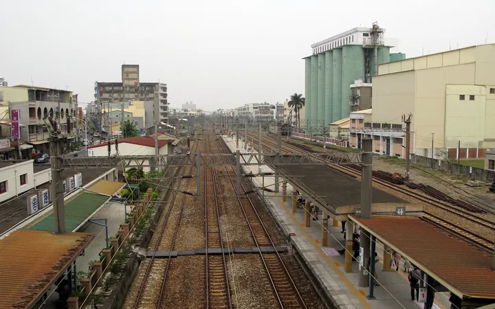 Railway platforms and station building at Luzhu Station, Taiwan